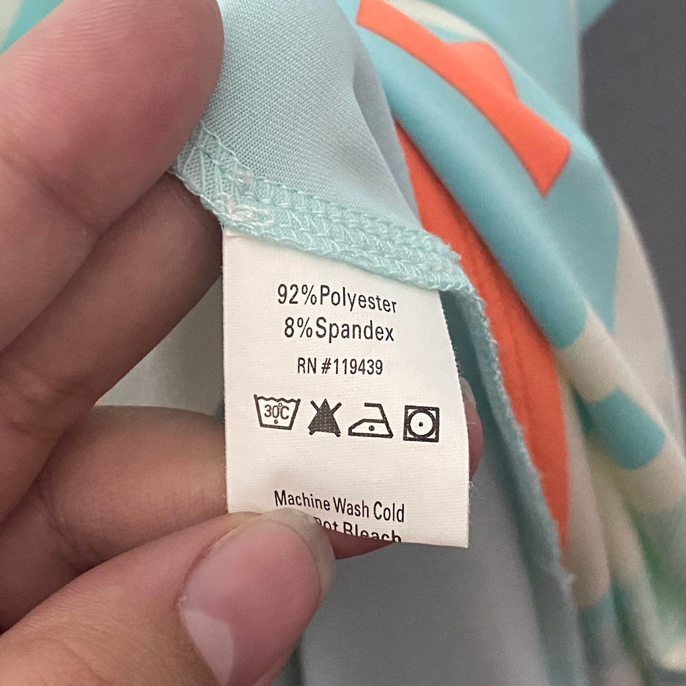 JB by Julie Brown Aqua and Coral Geometric Midi Dress